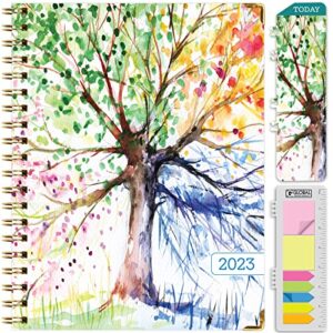 hardcover 2023 planner: (november 2022 through december 2023) 8.5″x11″ daily weekly monthly planner yearly agenda. bookmark, pocket folder and sticky note set (tree seasons)