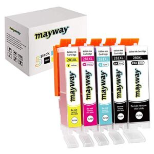 mayway compatible ink cartridges 280xl 281xl 280 281 xl , work with c a k e printers pixma tr7520 tr8520 ts6120 ts6220 ts8120 ts8220 ts9120 ts9520 ts9521c ts702 printer (5 pack, no photo blue)