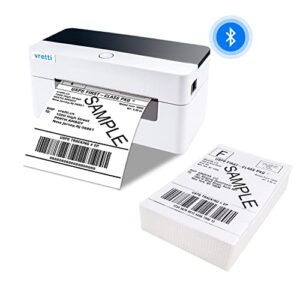 vretti bluetooth thermal label printer with pack of 250 4×6 per fan-fold labels for small business & shipping packages
