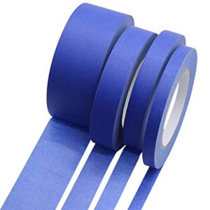 BOMEI PACK 4 Pack Blue Painters Tape, 1/2" 3/4" 1” 2” x 60yds, Multi Size Painting Masking Tape, Clean Release Paper Tape for Home and Office