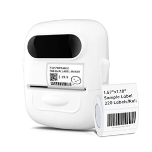 label maker machine with tape p50 – 2 inch portable barcode label printer, bluetooth label stickers machine for clothing, jewelry, retail, address, barcode, qr code, home, office