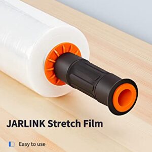 JARLINK 2 Pack Stretch Film, 15" x 1000ft Shrink Wrap for Pallet Wrap, Industrial Strength Stretch up to 650% Stretch with Handles, Self Adhering Packaging Heavy Duty Film for Moving, 68 Gauge, Clear