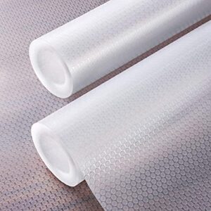 shelf liner kitchen cabinet liners: 2 pack 17 x 79 inches non-adhesive washable oil-proof non-slip drawer liner for refrigerator and shelves clear plastic shelf paper for kitchen cabinets adhesive