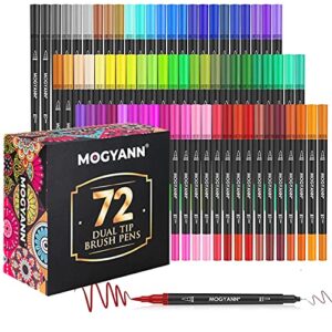MOGYANN Markers for Adult Coloring - 72 Color Dual Tip Brush Pens Coloring Markers Set