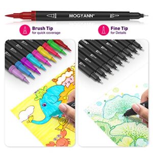 MOGYANN Markers for Adult Coloring - 72 Color Dual Tip Brush Pens Coloring Markers Set