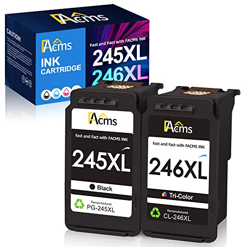 FAcms Remanufactured 245XL 246XL Combo Pack Ink Cartridge Replacement for Canon Pg-245Xl Cl-246Xl PG-243 CL-244 to use with Pixma MX492 MX490 MG2522 MG2520 MG2420 MG2920 MG2922 MG3022 MG3029 (2-Pack)