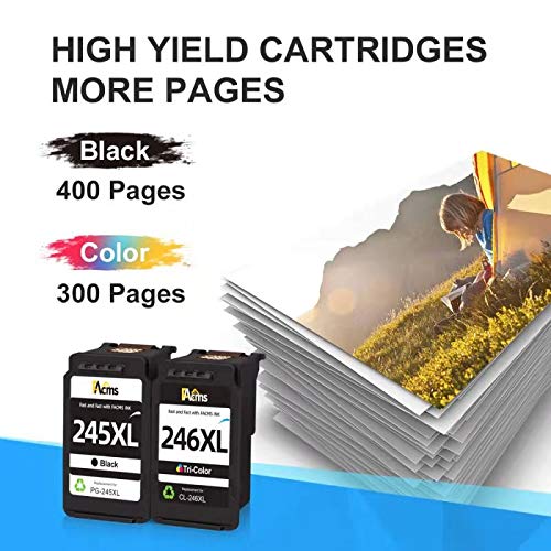 FAcms Remanufactured 245XL 246XL Combo Pack Ink Cartridge Replacement for Canon Pg-245Xl Cl-246Xl PG-243 CL-244 to use with Pixma MX492 MX490 MG2522 MG2520 MG2420 MG2920 MG2922 MG3022 MG3029 (2-Pack)