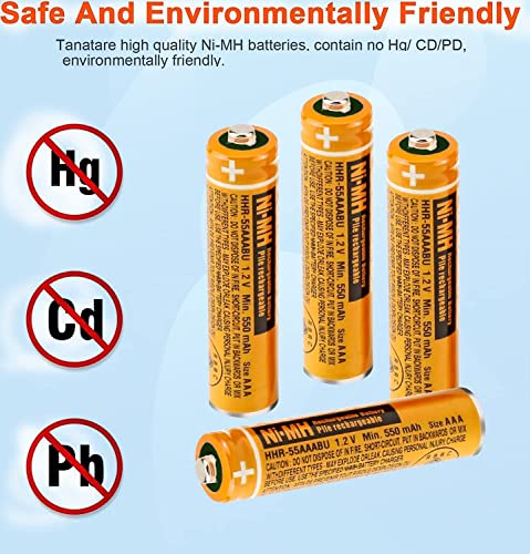 4PCS NI-MH AAA Rechargeable Battery, 1.2V 550mAh Battery for Panasonic Cordless Phone, HHR-55AAABU Replacement Battery