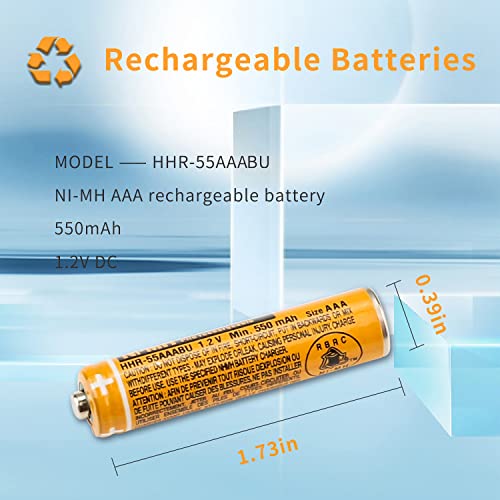 4PCS NI-MH AAA Rechargeable Battery, 1.2V 550mAh Battery for Panasonic Cordless Phone, HHR-55AAABU Replacement Battery