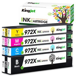 kingjet compatible 972x ink cartridge replacement for hp 972x 972 ink for pagewide pro 477dw 577dw 577z 552dw 452dn 452dw 477dn p55250dw p57750dw printer (black cyan maganta yellow)