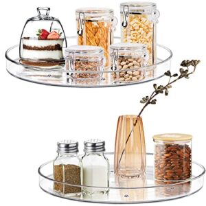 2 Pack Lazy Susan Organizer, 10.6" Clear Lazy Susan Turntable for Cabinet, Plastic Lazy Susan Cabinet Organizer- Kitchen Pantry Organization and Storage