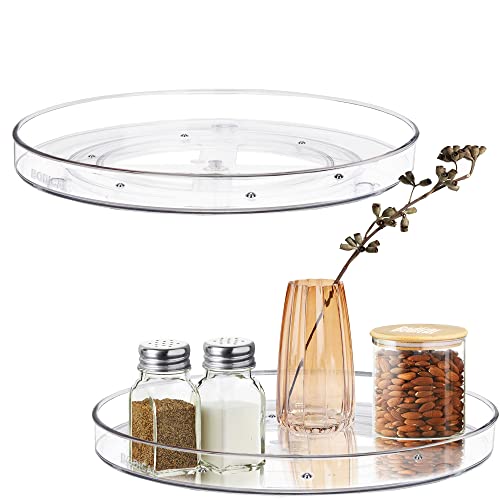 2 Pack Lazy Susan Organizer, 10.6" Clear Lazy Susan Turntable for Cabinet, Plastic Lazy Susan Cabinet Organizer- Kitchen Pantry Organization and Storage