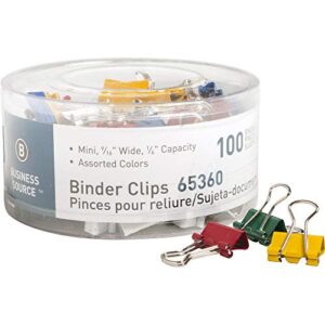 Business Source Binder Clips Binder Clip, Mini 9/16 (Pack of 100)