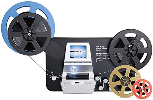 8mm & Super 8 Reels to Digital MovieMaker Pro Film Digitizer,Film Scanner,Converts Frame by MP4 Files, with 2.4'' Screen, Viewing Saving on SD Card(Included) for 3”5”7”9” Reels