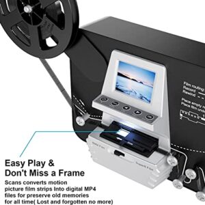 8mm & Super 8 Reels to Digital MovieMaker Pro Film Digitizer,Film Scanner,Converts Frame by MP4 Files, with 2.4'' Screen, Viewing Saving on SD Card(Included) for 3”5”7”9” Reels