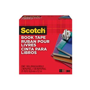 scotch book tape, 2 in x 540 in, excellent for repairing, reinforcing protecting, and covering (845)