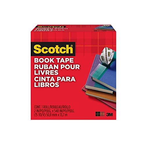 Scotch Book Tape, 2 in x 540 in, Excellent for Repairing, Reinforcing Protecting, and Covering (845)