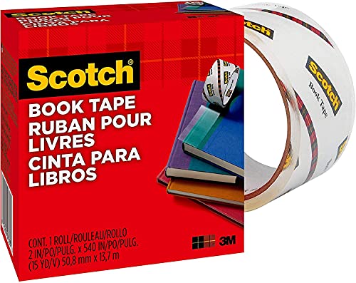 Scotch Book Tape, 2 in x 540 in, Excellent for Repairing, Reinforcing Protecting, and Covering (845)