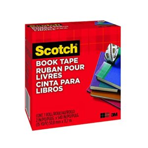 Scotch Book Tape, 2 in x 540 in, Excellent for Repairing, Reinforcing Protecting, and Covering (845)