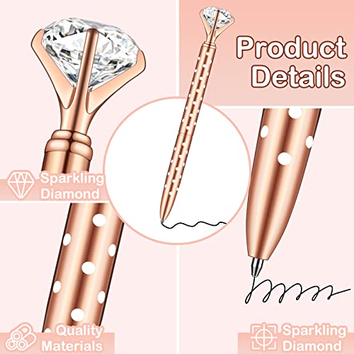 PASISIBICK 16 Pcs Big Diamond Pens-Bling Wedding Crystal Metal Ballpoint Pens with Black Ink (4 Mixed Colors)