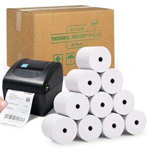 FHS 3 1/8” X 230’ Thermal Paper for Receipts - 32 Rolls of Receipt Paper Compatible with Wide Range of POS Systems for Small Business – Use as Receipt Paper, Cash Registers Printer, ATM Machine