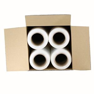 PackageZoom 4 Rolls 18" x 1500 Ft Stretch Wrap Heavy Duty, Industrial Strength Shrink Wrap, 55 Gauge High Performance Stretch Film Replaces 80 Gauge Low Films, Clear Hand Stretch Wrap