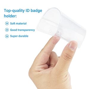 4x3 Inches Horizontal ID Badge Holders,Clear PVC Card Holder with Waterproof Resealable Zip Type Protector,Vacuum ID Sleeves,Fits Name Tag Holder/Proximity/Credit Card/Driver's License(Holders,3Pack)