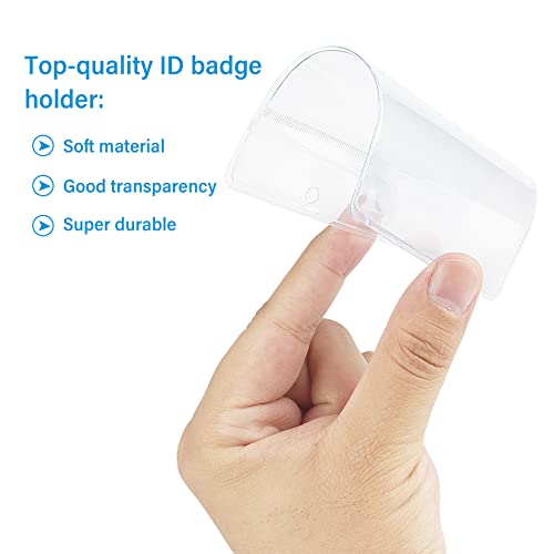 4x3 Inches Horizontal ID Badge Holders,Clear PVC Card Holder with Waterproof Resealable Zip Type Protector,Vacuum ID Sleeves,Fits Name Tag Holder/Proximity/Credit Card/Driver's License(Holders,3Pack)