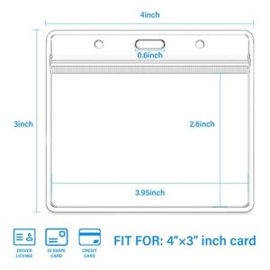 4x3 Inches Horizontal ID Badge Holders,Clear PVC Card Holder with Waterproof Resealable Zip Type Protector,Vacuum ID Sleeves,Fits Name Tag Holder/Proximity/Credit Card/Driver's License(Holders,3Pack)