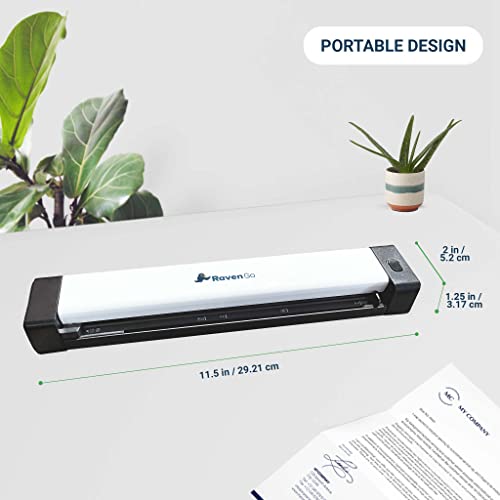 Raven Go Portable Mobile Document Scanner for PC and Mac with Simplex Sheet-Fed Scanning