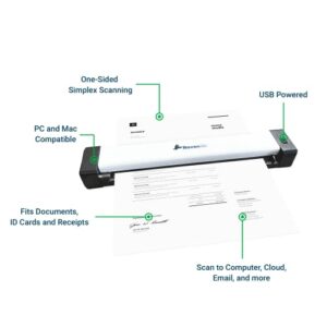 Raven Go Portable Mobile Document Scanner for PC and Mac with Simplex Sheet-Fed Scanning