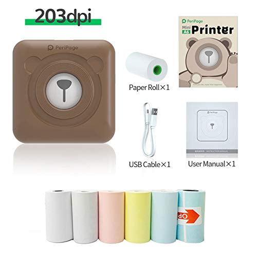 JEPODOR PeriPage Mini Portable Paper Photo Pocket Thermal Printer 58 mm Printing Wireless Bluetooth Android iOS Printers (Brown)