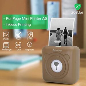 JEPODOR PeriPage Mini Portable Paper Photo Pocket Thermal Printer 58 mm Printing Wireless Bluetooth Android iOS Printers (Brown)