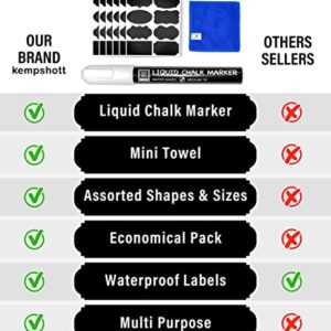 Chalkboard Labels for Jars 162pcs - Waterproof Reusable Chalk Sticker Labels for Containers Storage Jars - 12 Unique Shapes & 3 Sizes Includes Erasable Liquid Chalk Marker & Mini Towel (Pack of 162)