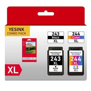 pg 243 cl 244 xl ink cartridges,black and color combo pack, remanufactured ink cartridge replacement for canon pg243 cl244 xl compatible for ts3122 mx492 mg2522 mg2922 mg2420 tr4520 printer