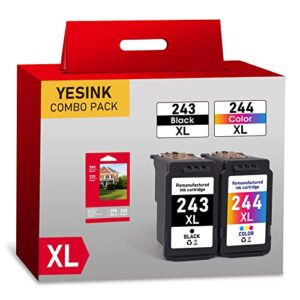 PG 243 CL 244 XL Ink Cartridges,Black and Color Combo Pack, Remanufactured Ink Cartridge Replacement for Canon PG243 CL244 XL Compatible for TS3122 MX492 MG2522 MG2922 MG2420 TR4520 Printer