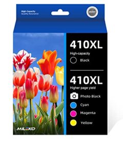410xl ink cartridges combo pack remanufactured for epson 410xl 410 xl t410xl ink cartridges for epson printers xp-830 xp-640 xp-530 xp-630 xp-635 xp-7100 (black, cyan, magenta, yellow, photo black)