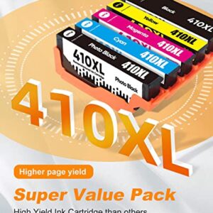 410XL Ink Cartridges Combo Pack Remanufactured for Epson 410XL 410 XL T410XL Ink Cartridges for Epson Printers XP-830 XP-640 XP-530 XP-630 XP-635 XP-7100 (Black, Cyan, Magenta, Yellow, Photo Black)