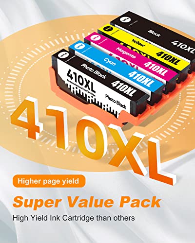 410XL Ink Cartridges Combo Pack Remanufactured for Epson 410XL 410 XL T410XL Ink Cartridges for Epson Printers XP-830 XP-640 XP-530 XP-630 XP-635 XP-7100 (Black, Cyan, Magenta, Yellow, Photo Black)
