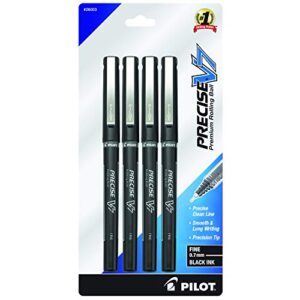 pilot precise v7 stick liquid ink rolling ball stick pens, fine point (0.7mm) black ink, 4-pack (26003)
