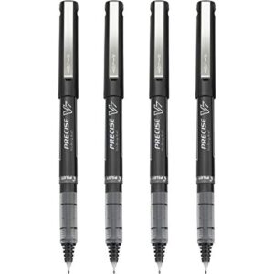 PILOT Precise V7 Stick Liquid Ink Rolling Ball Stick Pens, Fine Point (0.7mm) Black Ink, 4-Pack (26003)