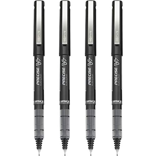 PILOT Precise V7 Stick Liquid Ink Rolling Ball Stick Pens, Fine Point (0.7mm) Black Ink, 4-Pack (26003)