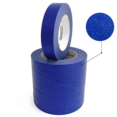 COSIMIXO Blue Original Multi-Surface Painter's Tape,0.94 inches x 60 Yards 6 Rolls Residue Free Wall Painting Blue Masking Tape with Sharp Lines