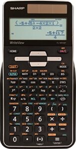 sharp el-w516tbsl 16-digit advanced scientific calculator with writeview 4 line display, battery and solar hybrid powered lcd display, black & white, black and silver, model number: elw516tbsl