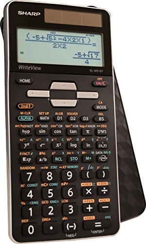 Sharp EL-W516TBSL 16-Digit Advanced Scientific Calculator with WriteView 4 Line Display, Battery and Solar Hybrid Powered LCD Display, Black & White, Black and Silver, Model Number: ELW516TBSL
