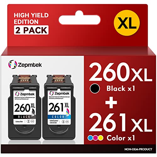 260XL 261XL Black Color Combo Pack Ink,for Canon 260 and 261 Ink Cartridges,for PG-260 CL-261,for Canon PG-260XL CL-261XL 260 261 for Pixma TS6420 TS5320 TR7022 TR7020 TS5300 Printer(1 Black,1 Color)