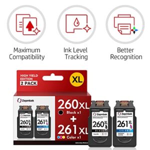 260XL 261XL Black Color Combo Pack Ink,for Canon 260 and 261 Ink Cartridges,for PG-260 CL-261,for Canon PG-260XL CL-261XL 260 261 for Pixma TS6420 TS5320 TR7022 TR7020 TS5300 Printer(1 Black,1 Color)