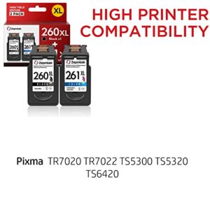 260XL 261XL Black Color Combo Pack Ink,for Canon 260 and 261 Ink Cartridges,for PG-260 CL-261,for Canon PG-260XL CL-261XL 260 261 for Pixma TS6420 TS5320 TR7022 TR7020 TS5300 Printer(1 Black,1 Color)