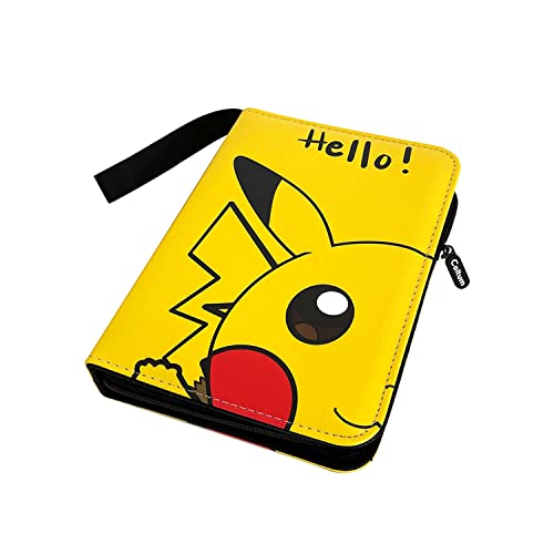 Card Binder for Poke Cards Binder 4-Pocket , 440 Pockets Trading Card Games Collection Binder with Sleeves (Yellow)