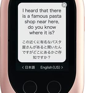 Pocketalk Classic Language Translator Device - Portable Two-Way Voice Interpreter - 82 Language Smart Translations in Real Time (Rose Gold)